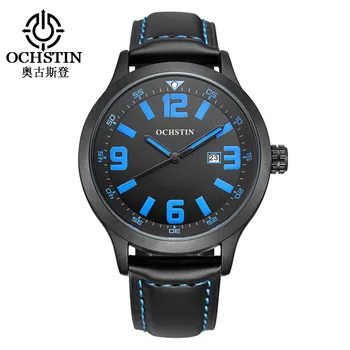 2016 Tik Ochsyin Verslo Mada Kvarciniai Laikrodžiai Žmogus Laikrodis Tikras Odinis Dirželis Data Prabanga Relogio Reloj Hombre Vyras