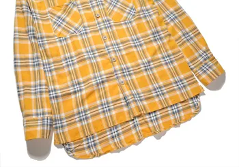 2017 JAV Hip-Hop populiariausių justin bieber RŪKO rūko Vyrai unisex flanelė ilgomis rankovėmis pledas negabaritinių suknelė marškiniai raudona geltona