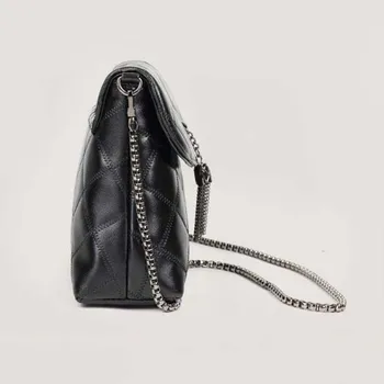 2017 juoda Moterų krepšys Mados Kutas Moteriška šalis crossbody grandinės maišelį pledas rankinės dygsniuotas maišeliu Moterų pečių krepšiai