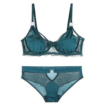 2018 Fashion Lingerie Set For Women Sexy Underwear Set Ultrathin Transparent Bra Sets Lace Hollow Brassiere 34 36 38 D Cup