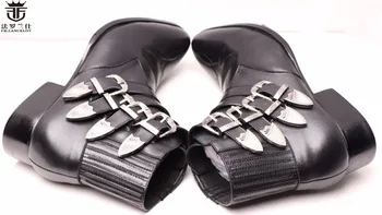 2018 m. FR.LANCELOT Top brand odiniai batai mados nekilnojamojo odos naujas dizainas įkrovos sagtis vyrai trumpas kulno, guminis padas suknelė vyrų batai