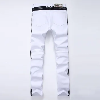 2018 m. pavasarį nauji vyriški džinsai su užtrauktuku juoda balta slim skylę elastinga dekoratyvinis vyriškos laisvalaikio kelnės kelnės paprasta asmenybė