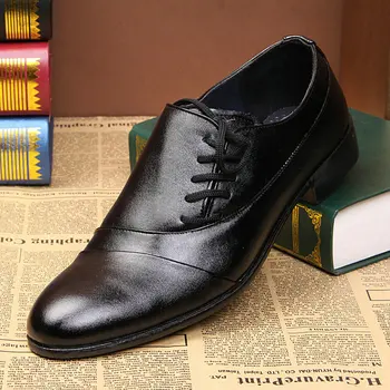 2018 naujas Pigiausia Darbo Biure bateliai vyrai pu odos Oxfords verslo vestuvių batų nėrinių Nurodė, kojų oda butas AB-22