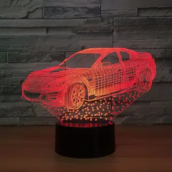3D Lempos Super Greitai Dizaino Automobilis, 7 Spalvų Led Naktį Žibintai Vaikams Touch Led Usb Lentelė Kūdikis Miega naktinė lempa Holograma Namų Dekoro