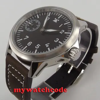 45mm corgeut black dial šviesos ženklai safyro stiklas 6497 vertus likvidavimo mens watch C90