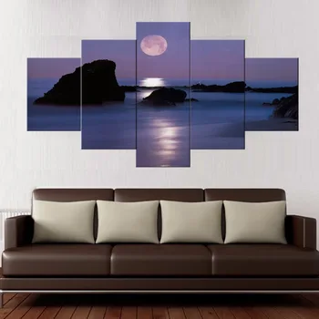 5 vnt Moon Shine Marina Drobė Spausdinti Peizažas sienos Menas nuotraukas, miegamojo kambarį cuadros dekoratyvinis nuotraukas