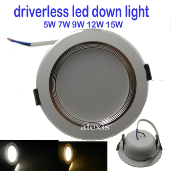 50pcs/daug Didmeninės be mašinistų valdoma pritemdomi LED Žemyn Šviesos kintamoji srovė 220-240V 5W/7W/9W/12W/15W aukštus liumenų SMD LED downlight Nemokamas pristatymas