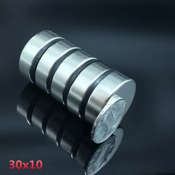 5vnt 30x10mm neodimio magnetas 30mm*10mm stiprus retųjų žemių neodimio magnetų 30*10 mm NdFeB nuolatinis apskritojo magnetinio 30mmx10mm
