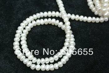 5~6mm Balta Gėlo vandens perlų Rondelle Mygtuką Prarasti Karoliukai