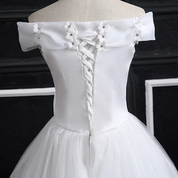 AnXin SH mados princesė vestuvių suknelė ritininės iškirptę plius dydis nuotaka motinystės vestuvių suknelė gėlių nėrinių vestuvinė suknelė