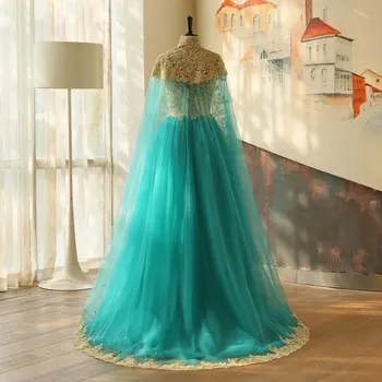 Arabijos Vakarinės Suknelės Su Cappe Oficialų Šalis Suknelė Chalatas De Soiree Appliques Plius Dydžio Vakarinę Suknelę Elegantiškas Vestidos Longo