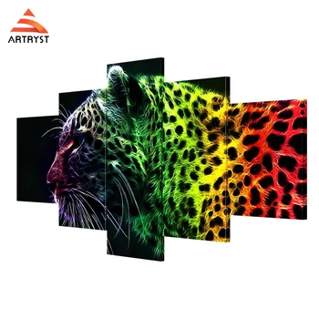 Artryst 5 skydas sienos meno tapybos spalvinga leopard vaizdą HD atspausdinta ant drobės drobės rėmo dažymo už kambarį apdaila