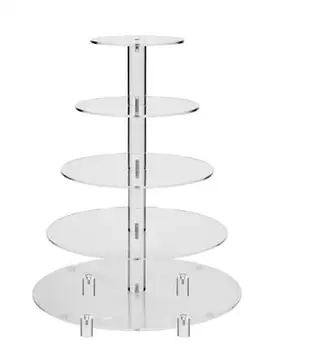 Aukštų 15 cm Maypole skaidraus Akrilo Vestuvių Keksiukų Stovas, Apvalios organinio stiklo Cupcake Stendai, 5 Pakopos organinio Stiklo Tortas Stovi