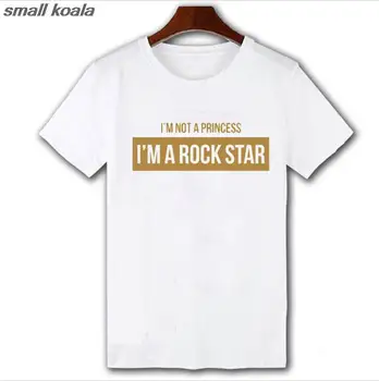 Aš nesu Princesė-I ' m A Rock Star Marškinėliai Moterims, Hip-Hop Viršūnes Harajuku Spausdinti Tee Marškinėliai Vasaros Stiliaus Lady T-shirt Pls Dydis