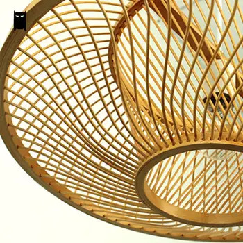 Bambuko Vytelių Pintais Embriono Atspalvio Pakabukas Šviesos Rungtynių Šalies Retro Vintage Kabo Lempa Plafon Dizaino Valgomojo Stalas, Arbata Kambaryje
