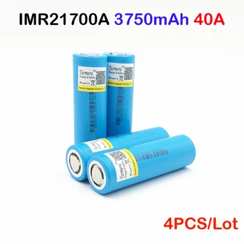 Baterija 4pcs INR21700 3750mah Li-Ni Baterija 3.7 V 40A Elektroninių Cigarečių Mod/Kit baterija 21700 40a elektriniai įrankiai baterija
