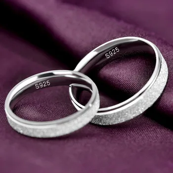 Bauda Papuošalai 925 Sterlingas Sidabro Žiedas Pora Vestuvių Žiedas Matinis Paprastas Žiedas