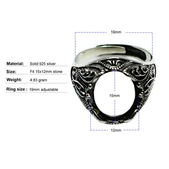 Beadsnice 925 sterlingas sidabro žiedas parametrai tinka 15x12mm akmens aukštos kokybės papuošalų populiariausių senovinių žiedai moterims ID 32374