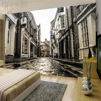 Beibehang Užsakymą Foto Tapetai, 3D Europos Miestas, Senas Gatvės Gyvenimo Kambario, Miegamasis Fono Sienos Dekoratyvinis Dažymas tapetų