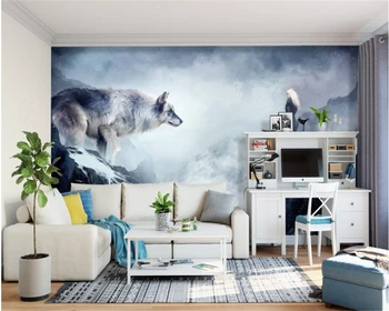 Beibehang Užsakymą foto tapetai aliejaus tapybai gyvūnų vilkas pobūdžio sienų tapetai gyvenimo kambario, miegamasis, sofa-3d tapetai