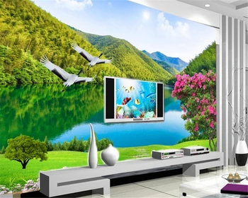Beibehang Užsakymą tapetai gražių upių ir kalnų, 3D kraštovaizdis TV fono sienos gyvenimo kambario, miegamasis freskos 3d tapetai