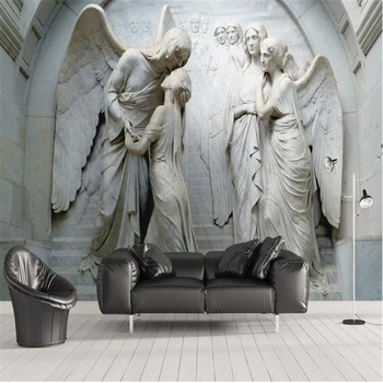 Beibehang Užsakymą tapetai HD Europos 3D trimatis reljefo klasikinės religinės duomenys Angelas freskos kambarį backgroun