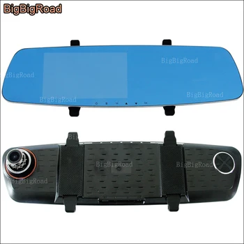 BigBigRoad toyota Sienna Automobilių Mėlynas Ekranas, priekiniai veidrodėliai DVR + galinio vaizdo kamera, vaizdo magnetofoną, dashcam 5 colių stovėjimo stebėti