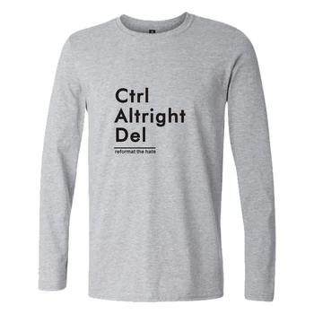 BTS Ctrl Altright Del Long Sleeve T Shirt Vyrai Juokinga Black Mados Atsitiktinis Marškinėlius Aukštos Kokybės Marškinėliai, mados XXS-4XL drabužiai