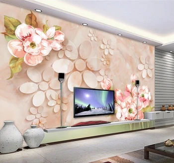 Custom 3D tapetai, akmens grūdų įspaustu gėlių freskomis gyvenamasis kambarys miegamasis fono sienos vandeniui papel de parede