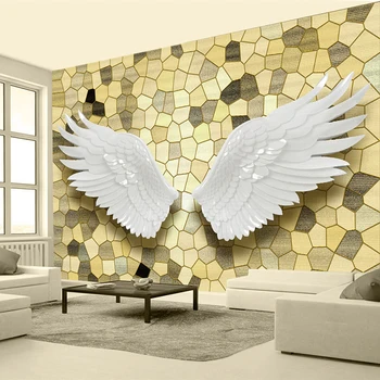 Custom Foto tapetų 3D Reljefo Angelas Sparnų Mozaika, Sienos Freskos Tapybos Luxury Living Room, TV Foną, Namų Dekoro Tapetai