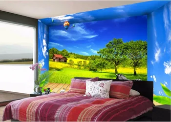 Custom freskos 3d kambario tapetai Kraštovaizdžio grass blue sky zebra sienos dokumentų namų dekoro 3d sienų freskomis tapetai, sienų ir 3 d