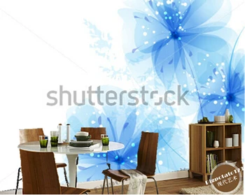 Custom papel DE parede gėlių, mėlyna gėlių miegamąjį kambarį TELEVIZIJOS sienos Reljefiniai tapetai papel DE parede