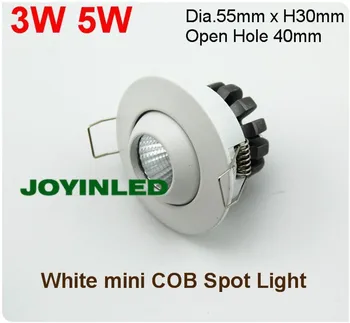Didmeninė 4pcs 3W mini cob led žemyn šviesos ratas apvalus AC85-265V balta apdaila kambarį lempos