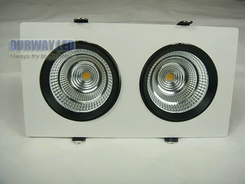 Dvigubas šviesos, led panel downlight originalus importuotų COB 2x9w reguliuojamas kampas LED Embedded Grotelės šviesos stačiakampio formos