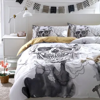 FANAIJIA 3d Flowers skull Duvet Cover With Pillowcases Sugar Skull Bedding Set Au Queen King Size Flower Soft Bed Covers