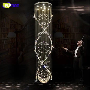 FUMAT K9 Krištolo Sietynas, Modernaus Blizgesio Kristalų Lubų Kambarį Spiralės Apšvietimas Didelis Kabo Lempa LED k9 Šviestuvo Lempos