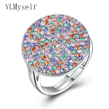 Gražus apvalus dizainas žiedas įvairių spalvų kristalų, papuošalų, aukštos kokybės madingų jewery Labai spalvinga žiedų