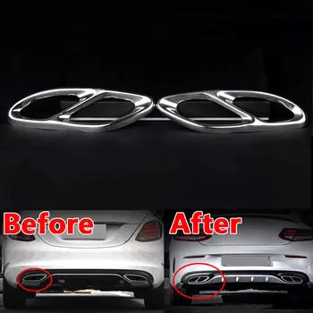 GRILIS@FUKA 2x Automobilių Exhause oro filtras 2 IKI 4 Dangtelio Apdaila Optikos Lipdukas Tinka Benz C-Class 