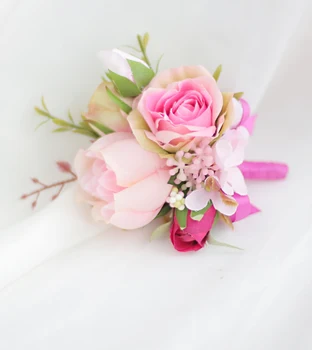 Iffo naujas deep pink & šviesiai rausva nuotakos vestuvių ūkyje gėlių jaunikis braater bridesmaid puokštė dirbtinių puokščių PASIDARYK pats apdailos