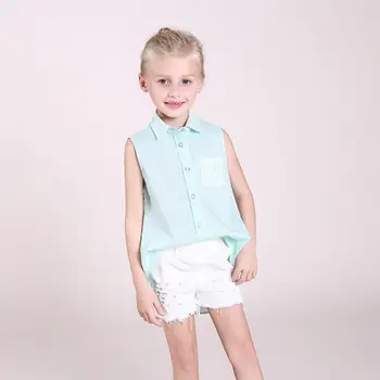Iki 2017 m. vasaros nauja vaikų drabužių medvilnės patogiai vaikų marškinėliai mergaitėms rankovių šviesiai žalia atvartas striukė
