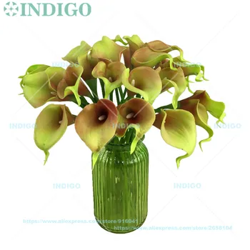 INDIGO - 32pcs Spalvinga Calla Lily - Mini Dydis PU Nekilnojamojo Touch Calla Namų Dekoratyvinis Dirbtinis Vestuvių Gėlių Šalies Nemokamas Pristatymas