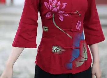 Karšto Pardavimo Tradicinės Kinų stiliaus moteriški Marškinėliai Viršuje Medvilnės, Lino Palaidinė Mujeres Camisa Dydis S M L XL XXL XXXL 2615-1