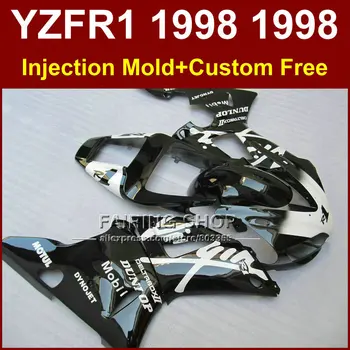 KLYSTI Ryškiai juodi purvasargiai komplektas YAMAHA YZF R1 YZF1000 98 99 R1 motociklo Įpurškimo purvasargiai 1998 1999 YZF R1 WY6