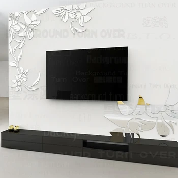 Kūrybos įstrižainės elegantiškas augalų, gėlių didelis sieninis veidrodis lipdukai geriausia PASIDARYK pats apdailos TV, sofa fone interjero dekoro R008