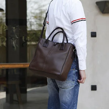 LAN vyriški natūralios odos rankinės trumpas, laisvalaikio, verslo krepšys Didelis TOTE bag