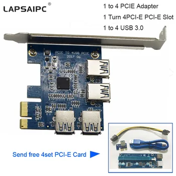 Lapsaipc Kasybos Specialios Riser Card 1 Ruožtu 4PCI-E PCI-E Lizdą 1 iki 4 PCIE Adapteris ,Vienas Keturių USB 3.0 Gavybos efektyvumas 4 kartus