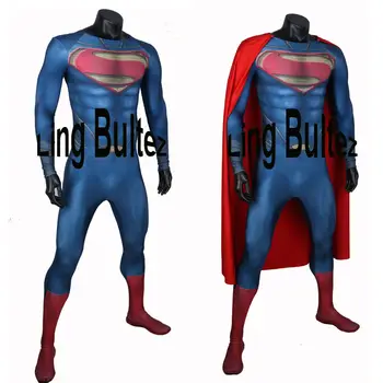 Ling Bultez Aukštos Kokybės Raumenų Atspalvį Supermeno Kostiumu Suaugusiųjų 3D Spausdinimo Žmogus iš Plieno Lycra Kostiumas Filmas Supermenas Spandex Kostiumas