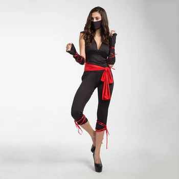 M, XL Naujas Ninja Cosplay Kaukė Juodas Kostiumas su Gobtuvu Assassin Žaidimas Cosplay Halloween Kostiumai Moterims Suaugusiųjų Sexy Anime Ninja Kostiumas