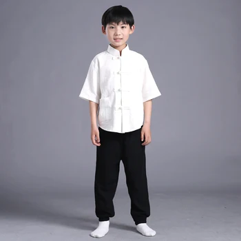 Marškinėliai+kelnės Linų Vaikų Kinų Ming Kostiumas Berniukui Kinijos Tunika Tiktų Vaikams Tango Kinijos Liaudies Kostiumas Vyrų Hanfu Kostiumas 89