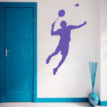 Meno namų dekoro vinilo pigūs spalvinga Badmintono žaidėjas sienų lipdukai nuimamas teniso sporto PVC lipdukai namo apdaila